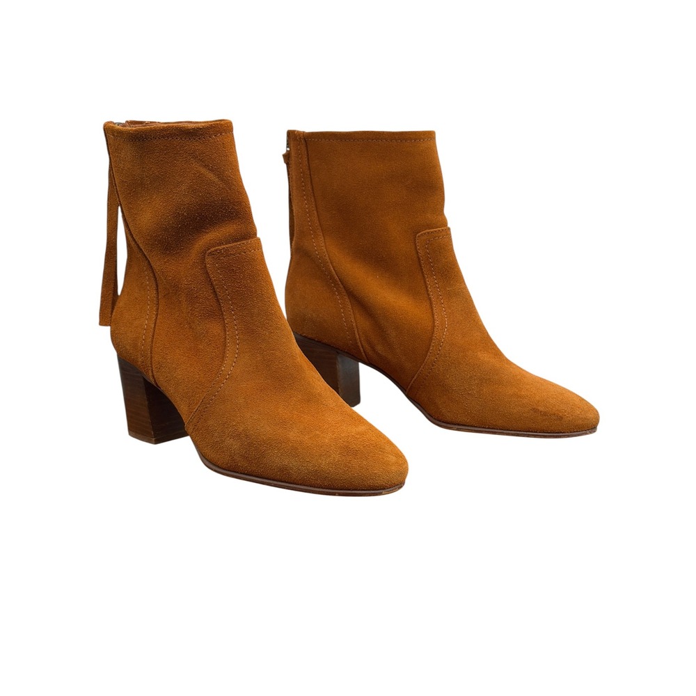 Farylrobin Anthropologie Brown Ankle Boots Womens SZ 9 40 Boho Slim Suede Tassel